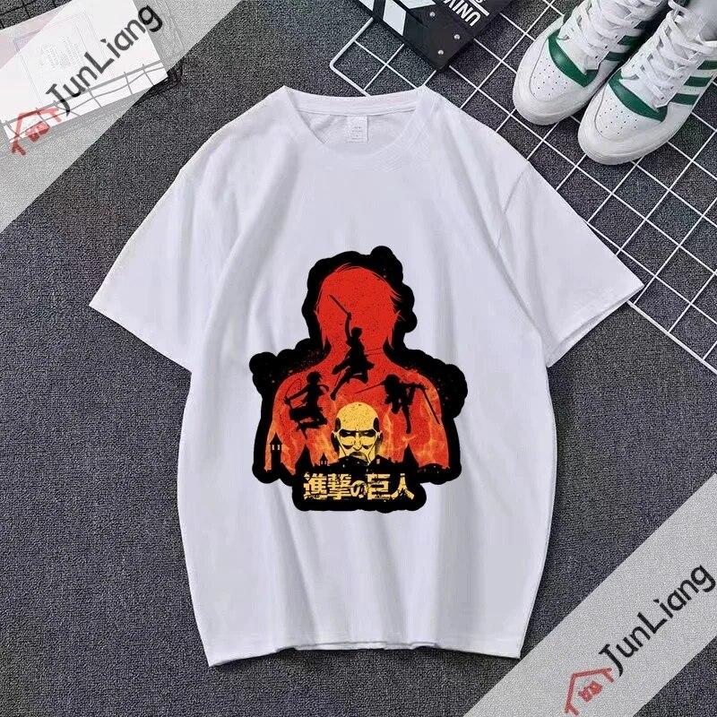 Топы Attack on Titan Y2k с графическим принтом, аниме, японская одежда унисекс, футболка с героями мультфильмов, футболка с короткими рукавами, уличная одежда, футболки L
