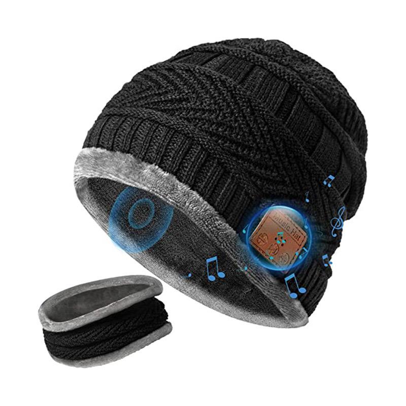Bluetooth-шапка-бини с шарфом Bluetooth-аккумуляторная вязаная шапка с беспроводной головной убор Hands Free Зимний инструмент для бега для мужчин и женщин