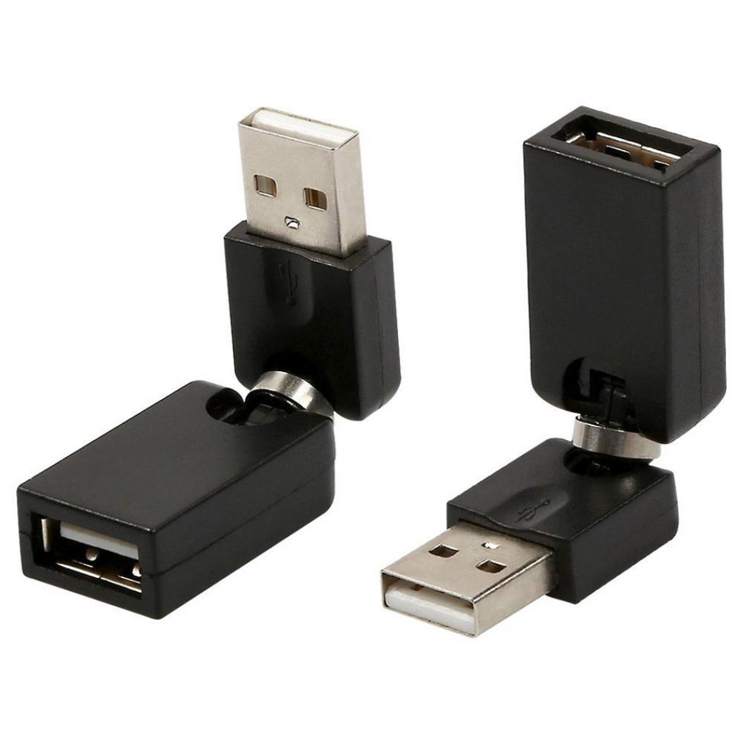 Поворотный на 360° регулируемый угол USB 2.0 Кабель-адаптер «папа-мама» чёрный