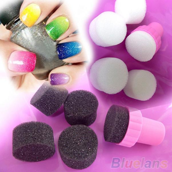 Nail Art Губка Штамповка Штампер Цветной шаблон Передача Маникюр DIY Набор инструментов one size чёрный