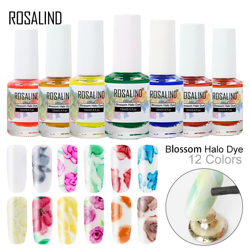 ROSALIND акварельный набор лаков для ногтей Blossom, маникюрный гель для дизайна ногтей Halo Dye, 12 мл УФ-лампа с цветущим изменением цвета, топ праймер A271