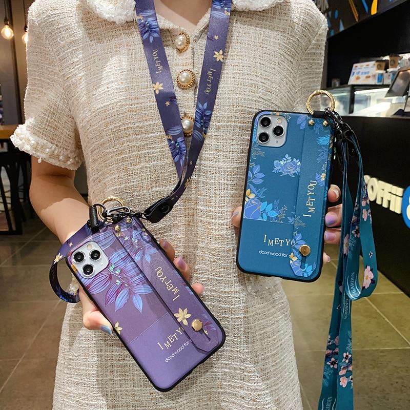 Чехол-держатель для телефона Samsung Galaxy A51 A50 A71 A70 A20 A30 A32 A21s A12 A52 A72 S21 S20 FE S10 S9 Plus, ремешок на запястье, чехол For S9 розовый