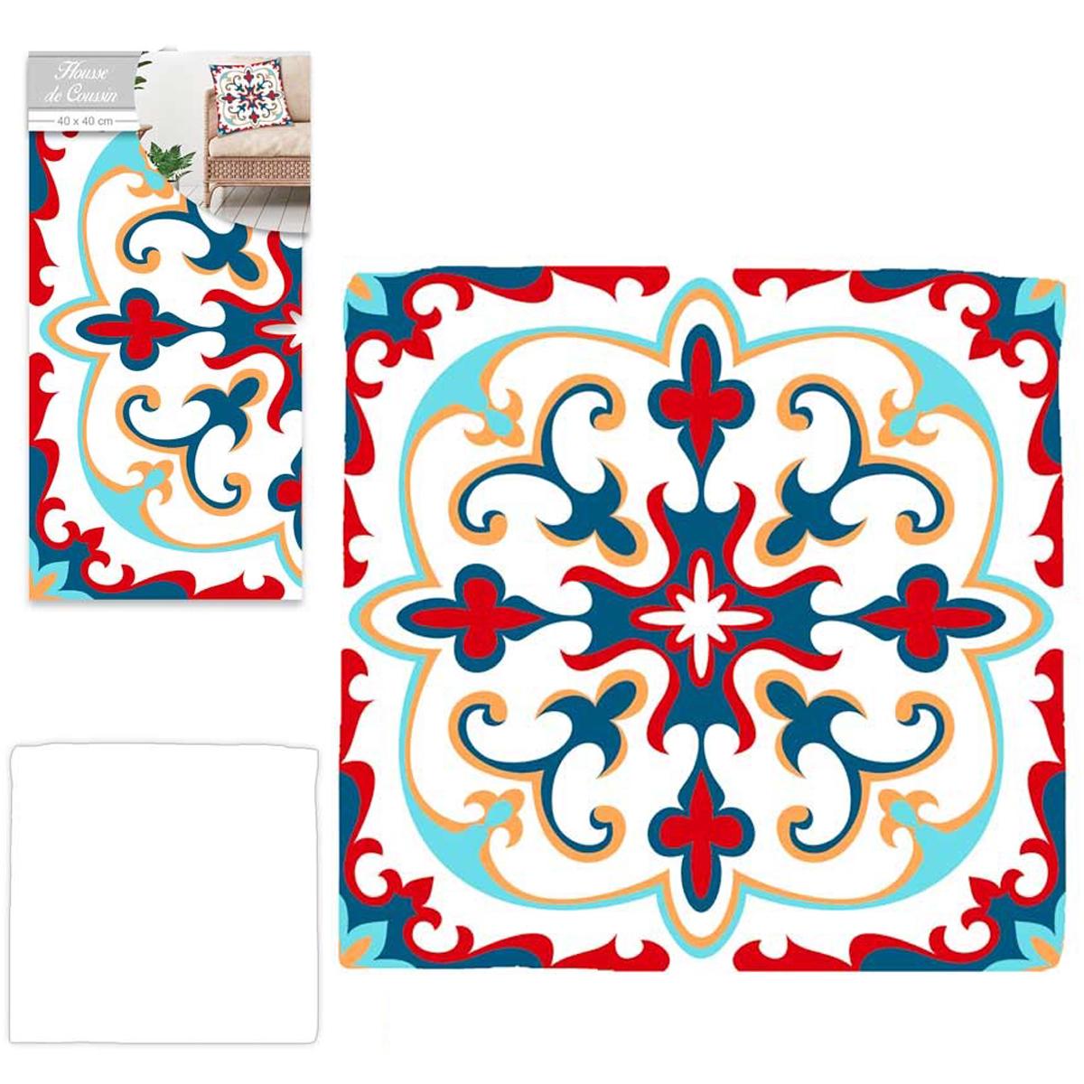 Les Trésors De Lily [Q5512] - Дизайнерский наволочка  Boho  синий красный белый (клетка) - 40x40 см. синий