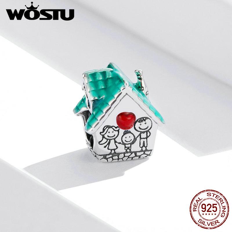 Семейные бусины WOSTU из стерлингового серебра 925 пробы с эмалью подходят для детских браслетов, серебряные украшения 925 silver
