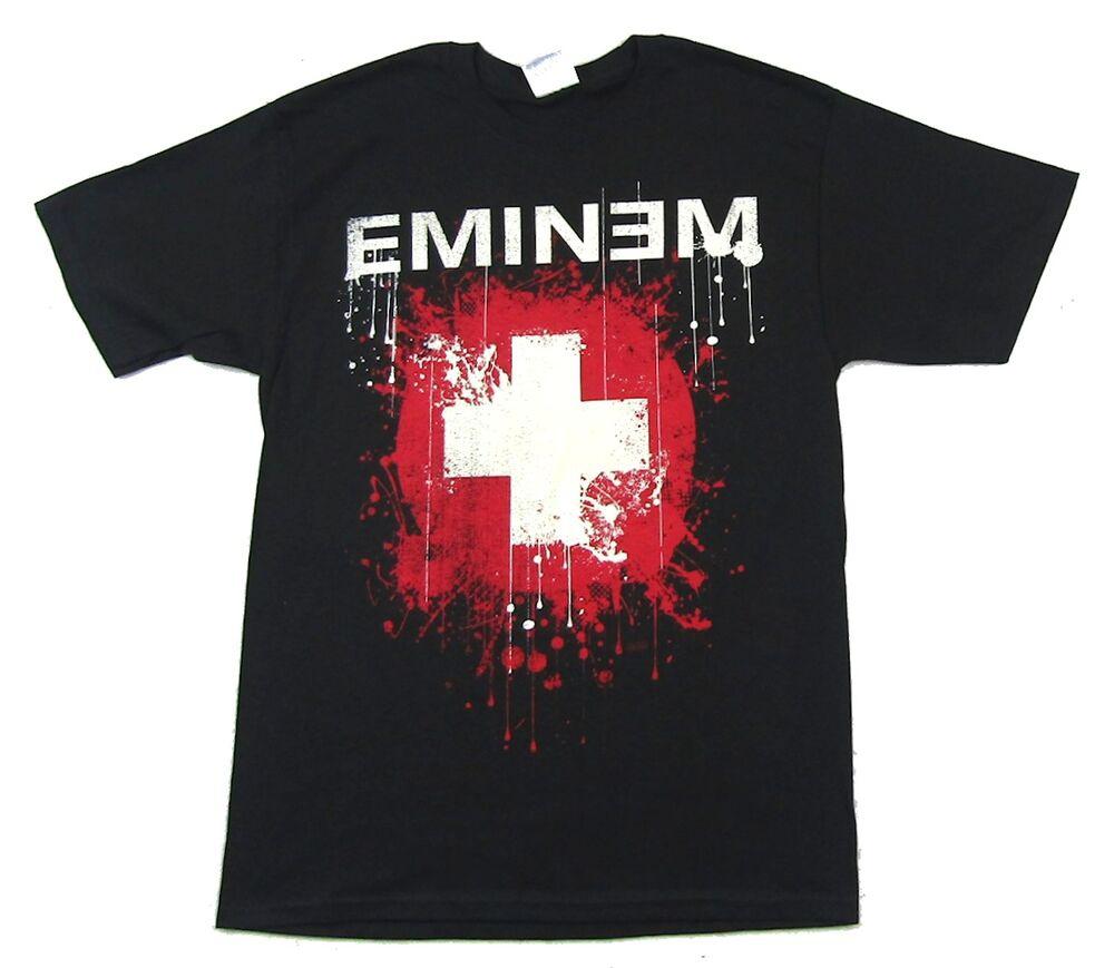 Черная футболка унисекс с изображением Eminem White Cross Splatter Merch S