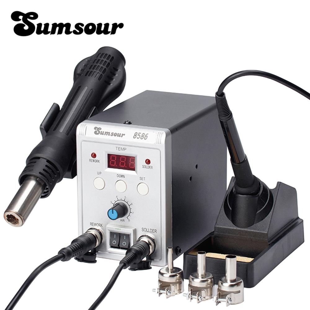 Sumsour 8586 750 Вт 2-в-1 цифровой ESD паяльная станция с термофеном, инструмент для ремонта