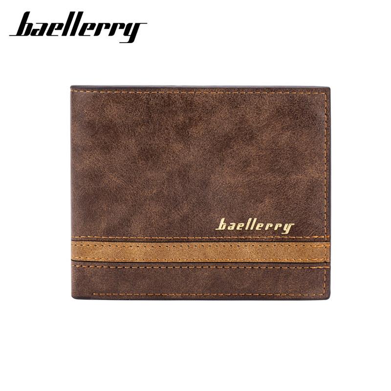 Baellerry мужские короткие кошельки винтажный дизайн искусственная кожа тройной кошелек модный кошелек с держателем для карт 12*9.5*2cm чёрный