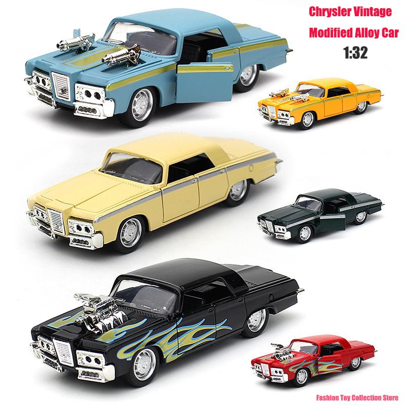 1: 32 Chrysler винтажная модифицированная модель автомобиля из сплава, литая под давлением игрушка со звуком и светом, украшения автомобилей, игрушки для детей, подарок