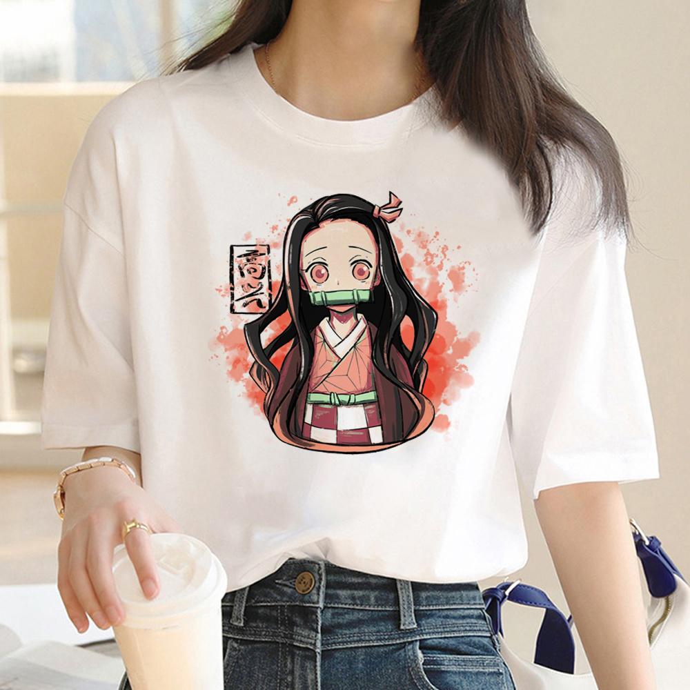 Футболки Demon Slayer Kimetsu No Yaiba, женские футболки с рисунком Харадзюку, манга, японская уличная одежда для девочек, одежда y2k XS