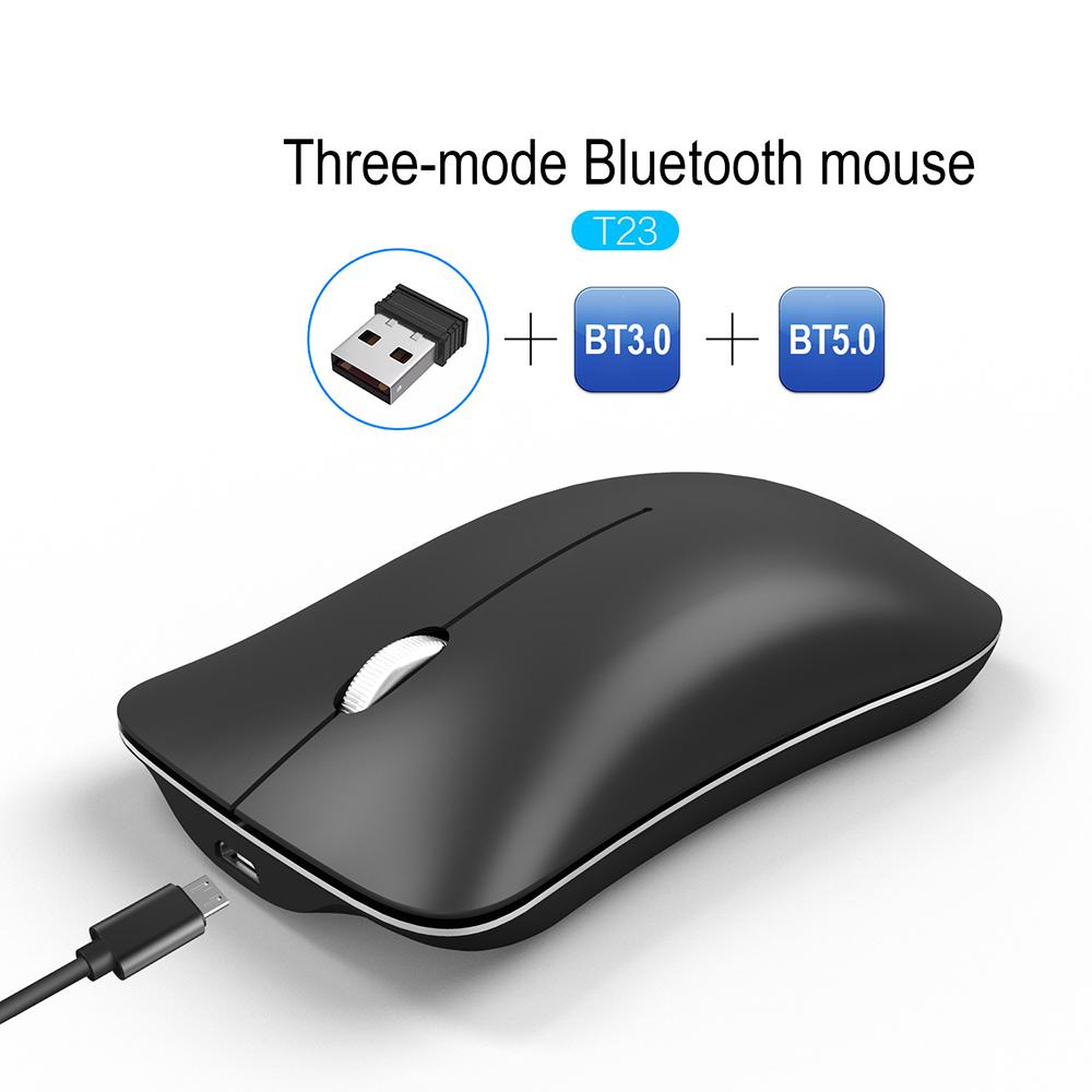 Беспроводная трехрежимная мышь Bluetooth 3,0/5,0, перезаряжаемая игровая мышь, 2,4 г, портативная розовая мышь, бесшумная игровая мышь с двойным режимом Pink 2 modes