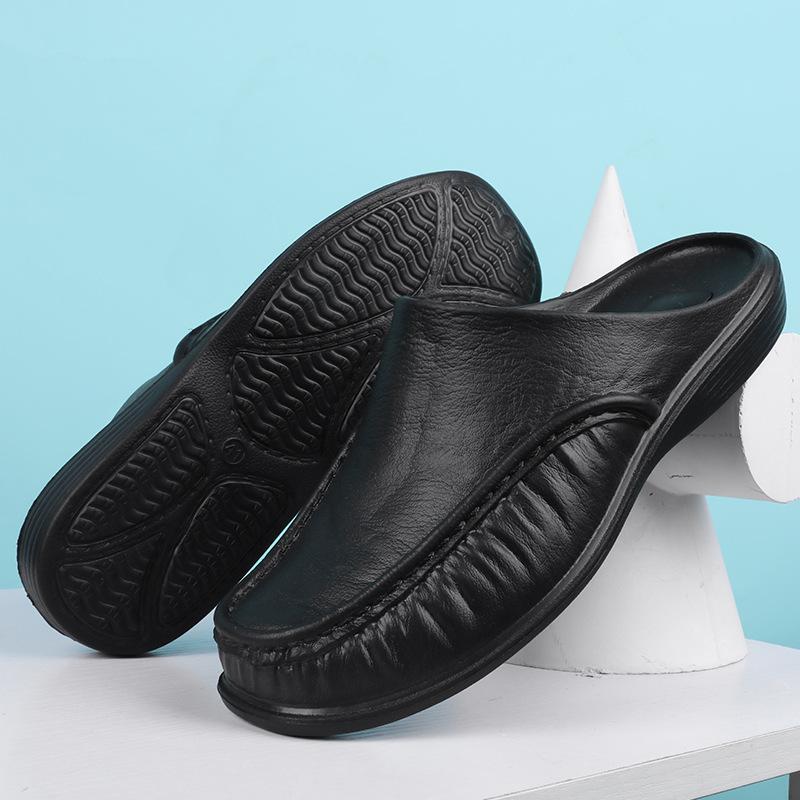 Мужские тапочки EVA Slip on Flats Shoes Walking Shoes Men Half Slipper Comfortable Soft House Sandals Size 40-47 40 чёрный