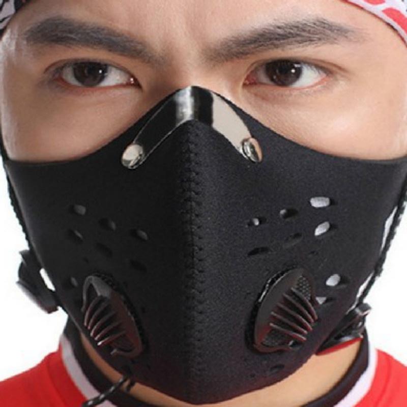 PM2.5 Маска для верховой езды с активированным углем Пешие прогулки Спорт на открытом воздухе Анти-загрязнение Городские велосипедные маски чёрный