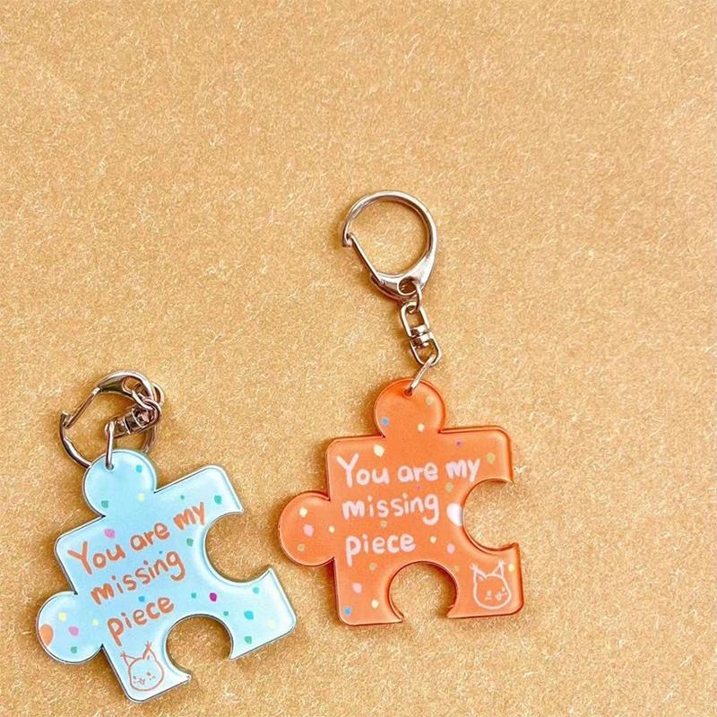 Diy Creative You Are My Missing Piece Брелок-головоломка с алфавитом для пар, брелок из сплава, ювелирное изделие, подарок розы красного