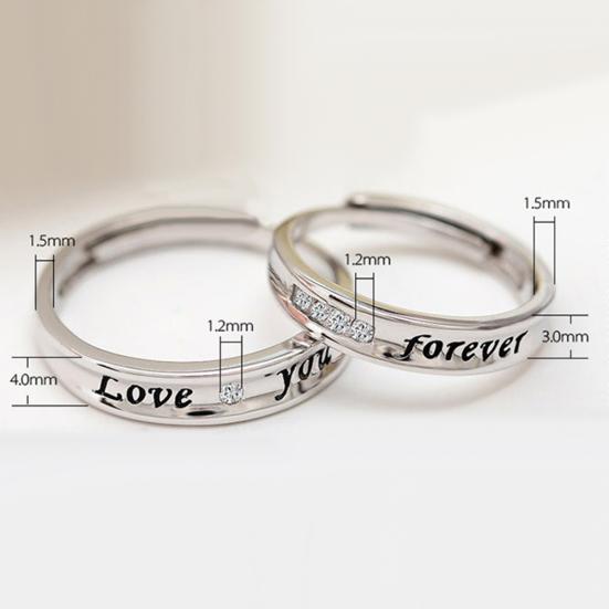 Love You Forever со стразами для влюбленных, пара обещаний, набор колец на палец, подарок для ювелирных изделий