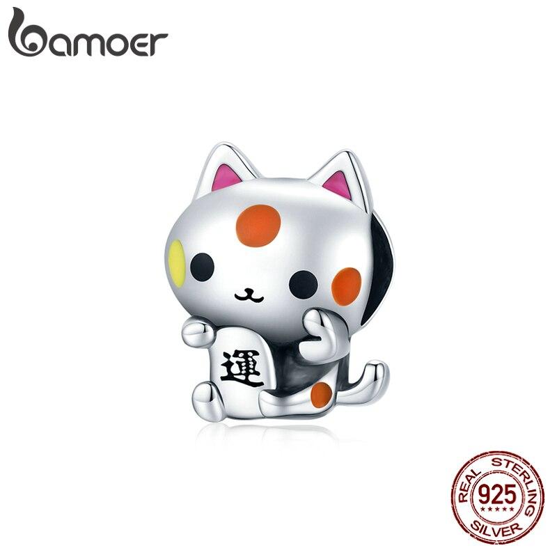 BAMOER стерлингового серебра 925 пробы Lucky Fortune благоприятный кот подвеска для оригинального браслета женские ювелирные изделия 925 silver