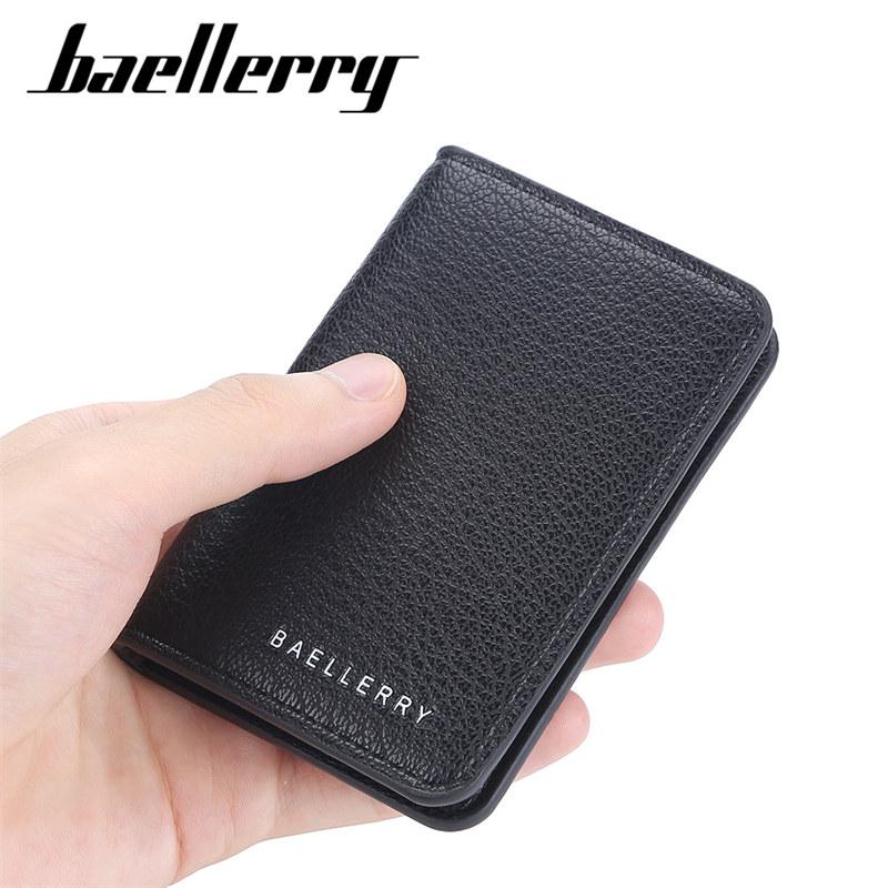Мужские двойные кошельки Baellerry, винтажный дизайн, кошелек для монет из искусственной кожи, модный повседневный мужской кошелек 11*7*0.7cm чёрный