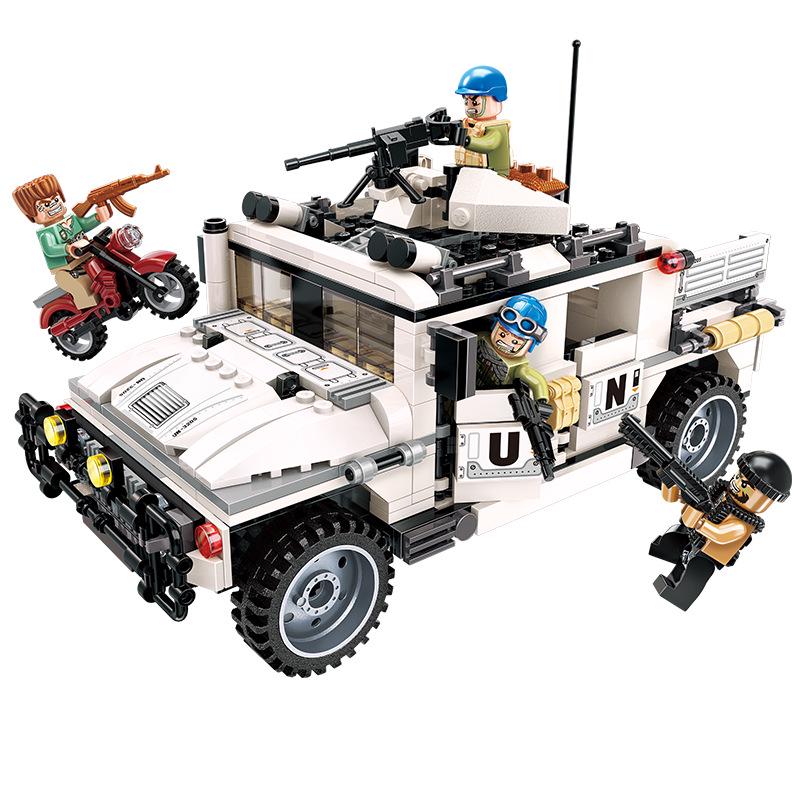 452 шт. 3205 Thunder Mission, вооруженный Hummer s, контратака, сцена войны, военная модель автомобиля, строительные блоки, игрушки, подарки