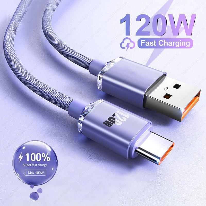 120 Вт, 6A, USB-кабель для быстрой зарядки типа C, кабель для быстрой зарядки для Samsung S23 Realme, Xiaomi 13, Huawei, телефон, кабель для быстрой зарядки, кабели для передачи данных 1m