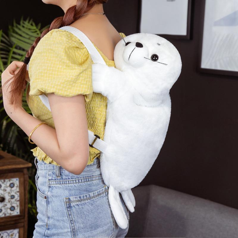Плюшевый рюкзак с печатью Kawaii, белая сумка с печатью, школьная сумка с животными для девочек, сумки на плечо, женский рюкзак с мягкой печатью, игрушки