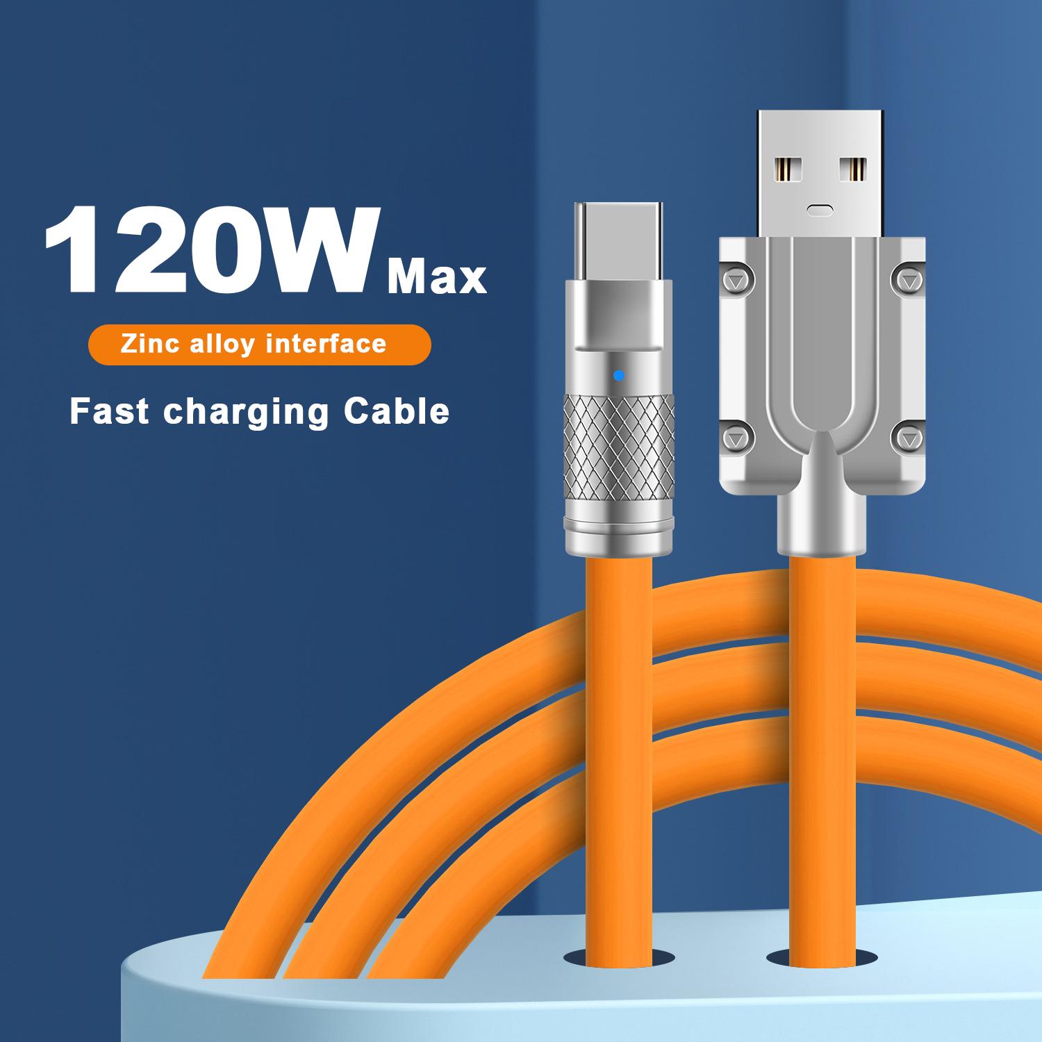 120 Вт, 6 А, сверхбыстрая зарядка, жидкостный силиконовый кабель типа C, USB-кабель для быстрой зарядки для Huawei Mate 50, USB-кабели для зарядного устройства для iPhone 14, шнур для зарядки данных USB to Type-C белый