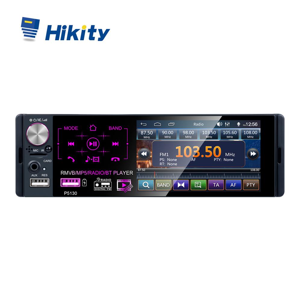 Автомагнитолы и запасные части Hikity Autoradio Single Din MP5-плеер 4,1-дюймовый автомобильный радиоприемник Coche FM AM Bluetooth-плеер 1 Din с сенсорным экраном RDS Радио TF USB-выход на сабвуфер Вид сзади