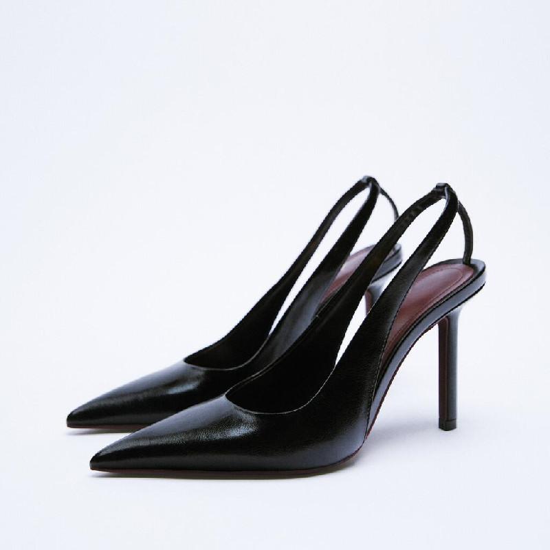 Весна Осень Новые Черные Феи Стиль Высокие Каблуки Женские Туфли Slingback Элегантные Модные Тонкие Туфли Stiletto Health Dress Sandals 35 чёрный