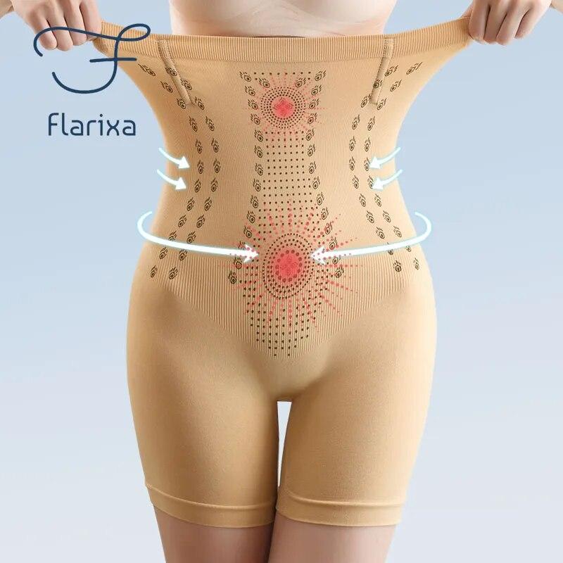 Flarixa бесшовное корректирующее белье для женщин, корректирующие трусики с высокой талией, подтягивающее живот, нижнее белье для похудения, послеродовые шорты для коррекции фигуры M чёрный