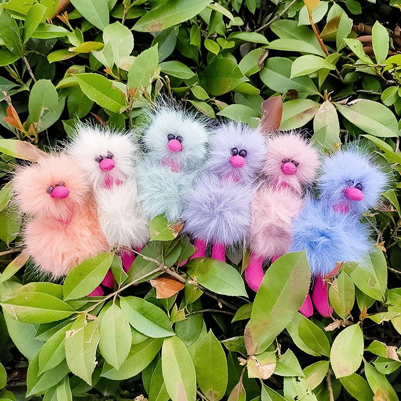 Меховые подвески для сумок из искусственного меха, мультяшные страусиные украшения, милые подарочные аксессуары