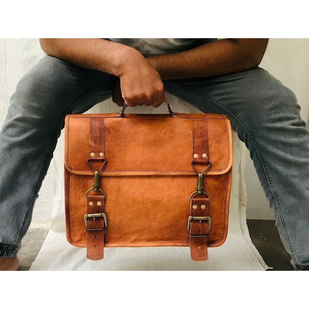 Новый мужской портфель из натуральной винтажной кожи, коричневая сумка-портфель в деловом стиле 11 x 15 x 4 in коричневый