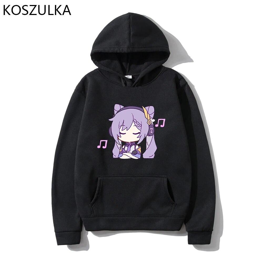 Горячая толстовка с капюшоном Genshin Impact женская манга Harajuku Kawaii Keqing толстовка унисекс с графическим рисунком зима 2022 игровой свитшот пуловер Sudadera L
