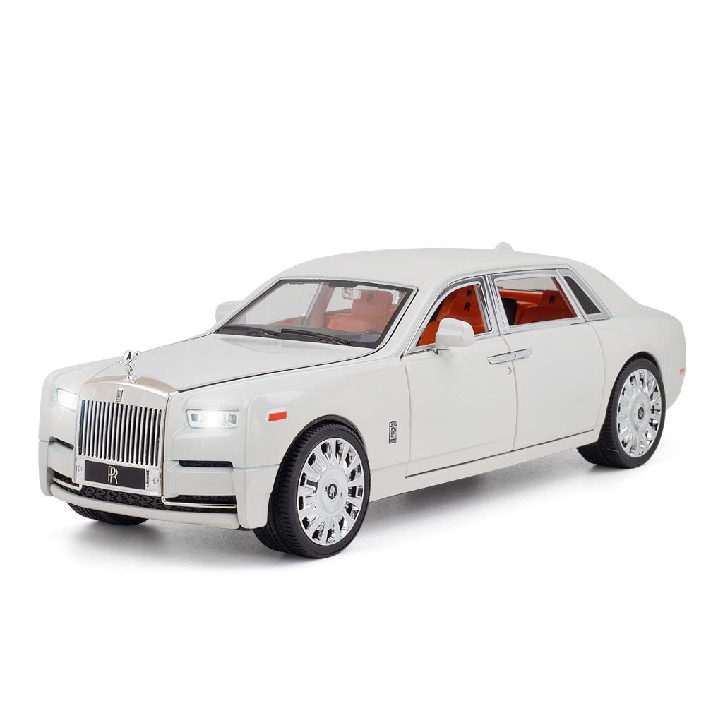 Роскошная модель автомобиля из сплава Phantom в масштабе 1/20 со звуком двигателя и откатом назад, игрушечный автомобиль с 6 открытыми дверями, коллекция, подарок для детей 1/20-25x9x6.5cm чёрный