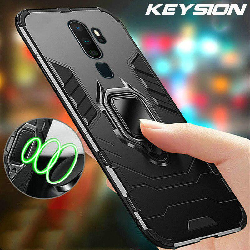 Противоударный защитный чехол KEYSION для OPPO A9 2020 A11X, автомобильное кольцо, силиконовая задняя крышка для телефона For OPPO A9 2020 чёрный