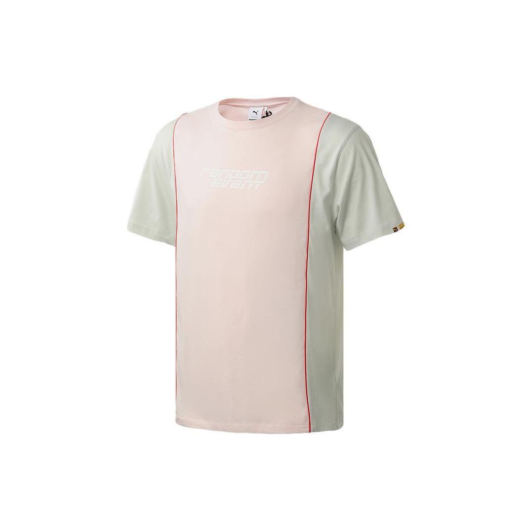Puma Colorblock Повседневная спортивная футболка с круглым вырезом и короткими рукавами Топы унисекс Розовый 598070-73 S