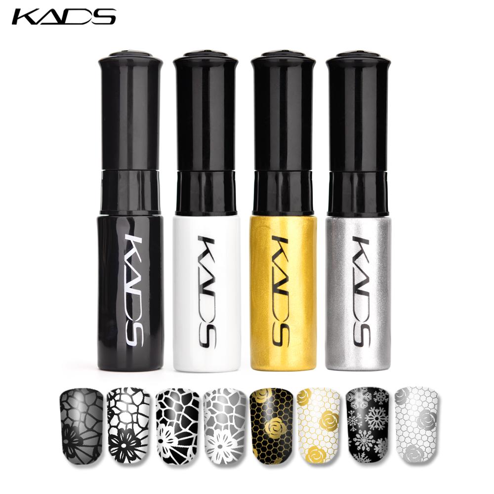 KADS Stamp Varnish, 4 флакона/набор лака для ногтей, штампованный лак для маникюра, цветная печать, маникюрный лак