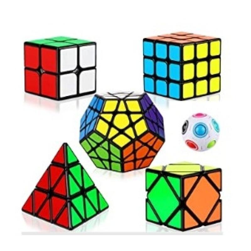Thinkmax 6 шт. набор скоростных кубиков, набор волшебных кубиков из 2x2x2 3x3x3 пирамиды Megaminx Skew Cube набор головоломок 6pcs разноцветный