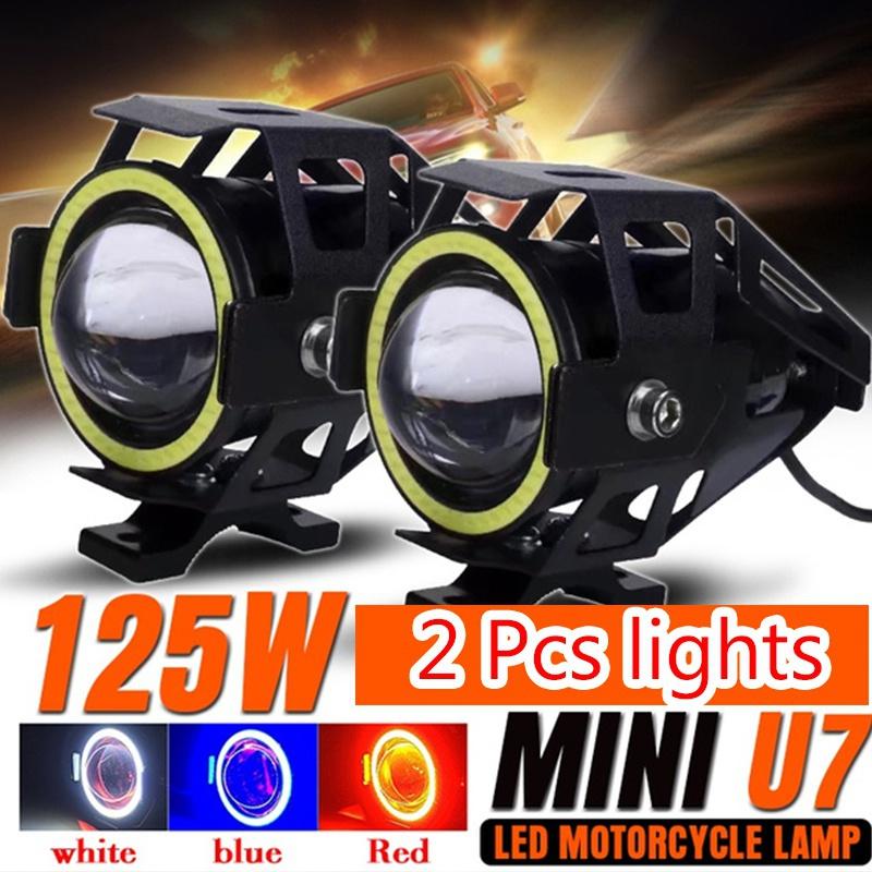 2PCS 125W Mini U7 Светодиодные фары для мотоциклов Прожектор Angel Light 2pcs mini U7 синий