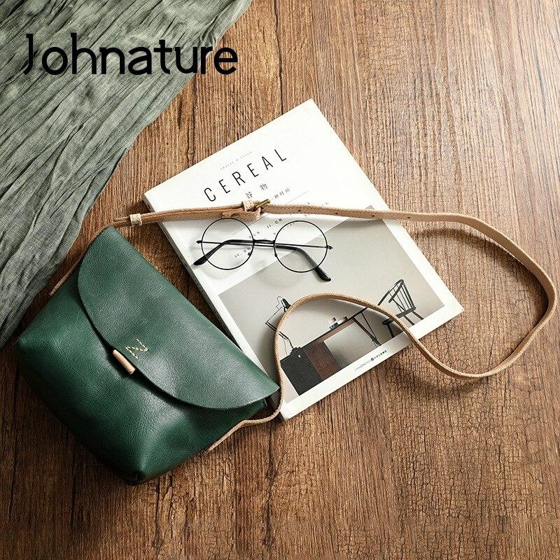Johnature Простая женская сумка из натуральной яловой кожи, винтажные маленькие однотонные сумки ручной работы из натуральной кожи на плечо и через плечо чёрный