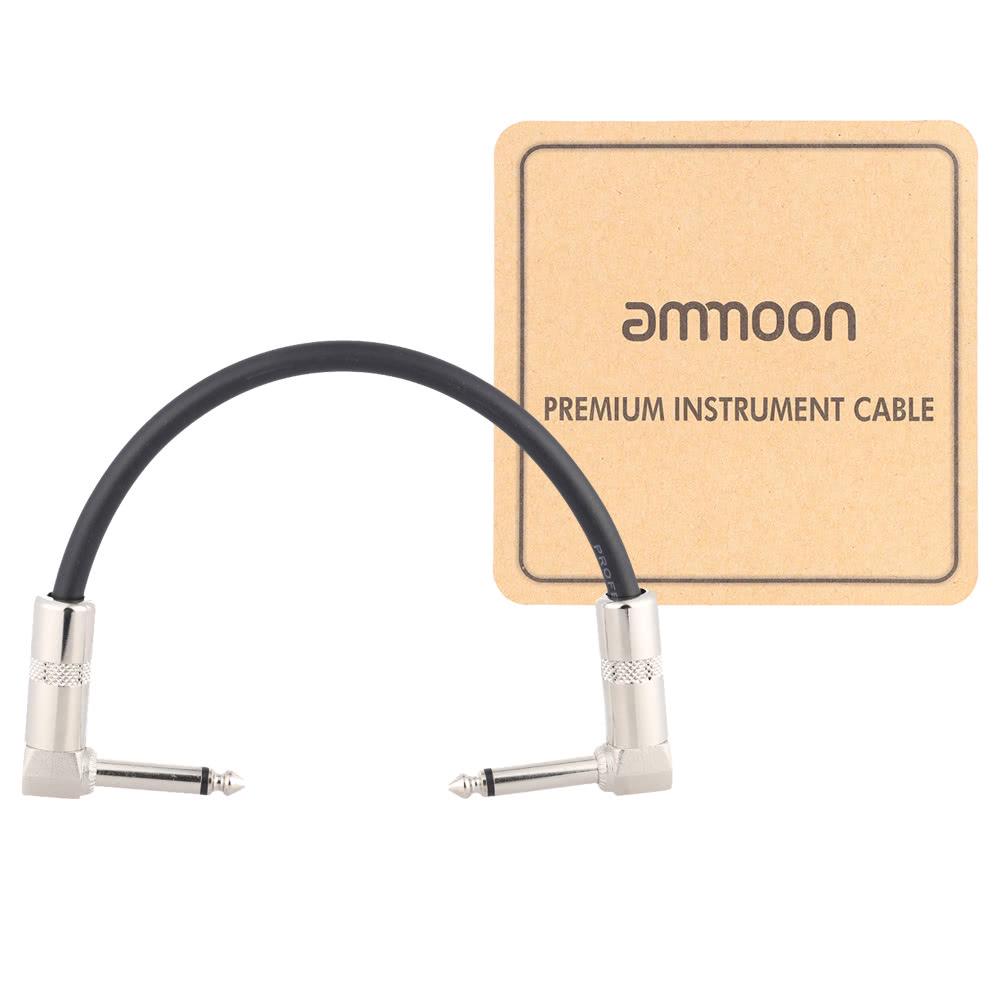 Ammoon AC-10 15 см/0,5 фута гитарный патч педаль эффектов инструментальный кабель шнур 1/4 дюйма 6,35 мм серебряный прямоугольный разъем ПВХ
