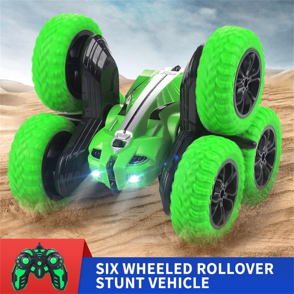 Самый популярный детский игрушечный автомобиль с аккумулятором, детский электромобиль с дистанционным управлением, 6 колес, 2,4 г, шестикруглый флип зелёный