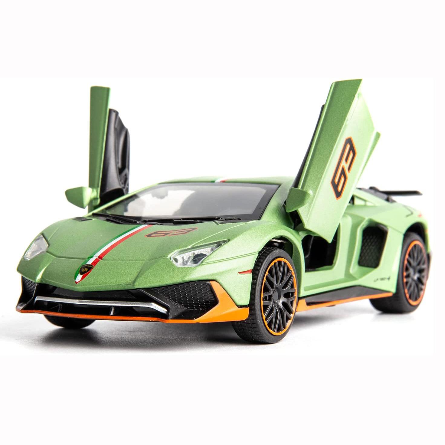 1:32-масштабная модель автомобиля Lambo LP780, игрушечный автомобиль из цинкового сплава со звуком и светом для детей, мальчиков и девочек 1/32-15.2x6.8x3.5cm зелёный