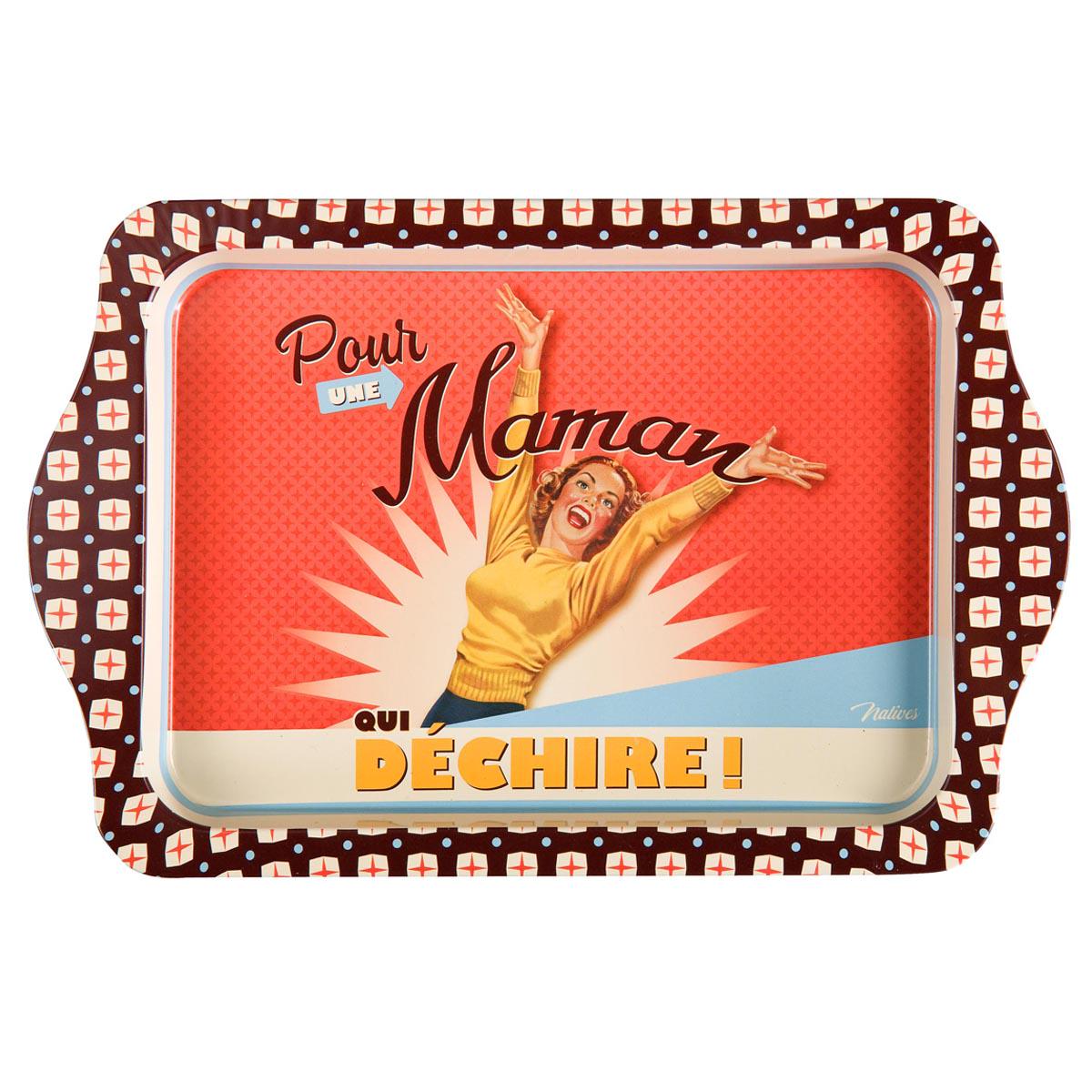 Les Trésors De Lily [Q6946] - Поднос металлический  French Vintage  (Для мамы, которая качает!) - 25x16 см красный