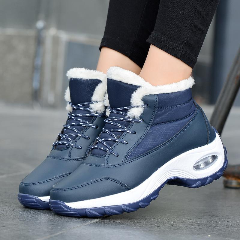 Женские зимние ботинки Plus Air Cushion Snow Boots Casual Zambo со шнуровкой, теплые, среднего размера, хлопковые, большого размера, однотонные 36 синий