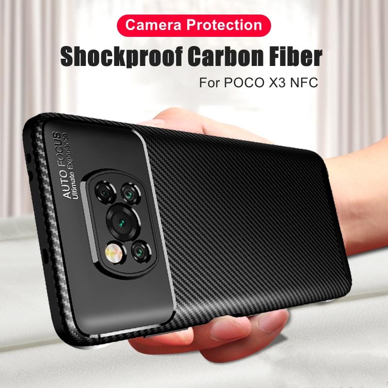 Для Xiaomi POCO X3 NFC чехол мягкий силиконовый чехол из углеродного волокна ТПУ противоударный чехол для M3 F2 Pro Redmi Note 9S 9 9A Mi 10T Pro Lite For POCO M3 чёрный