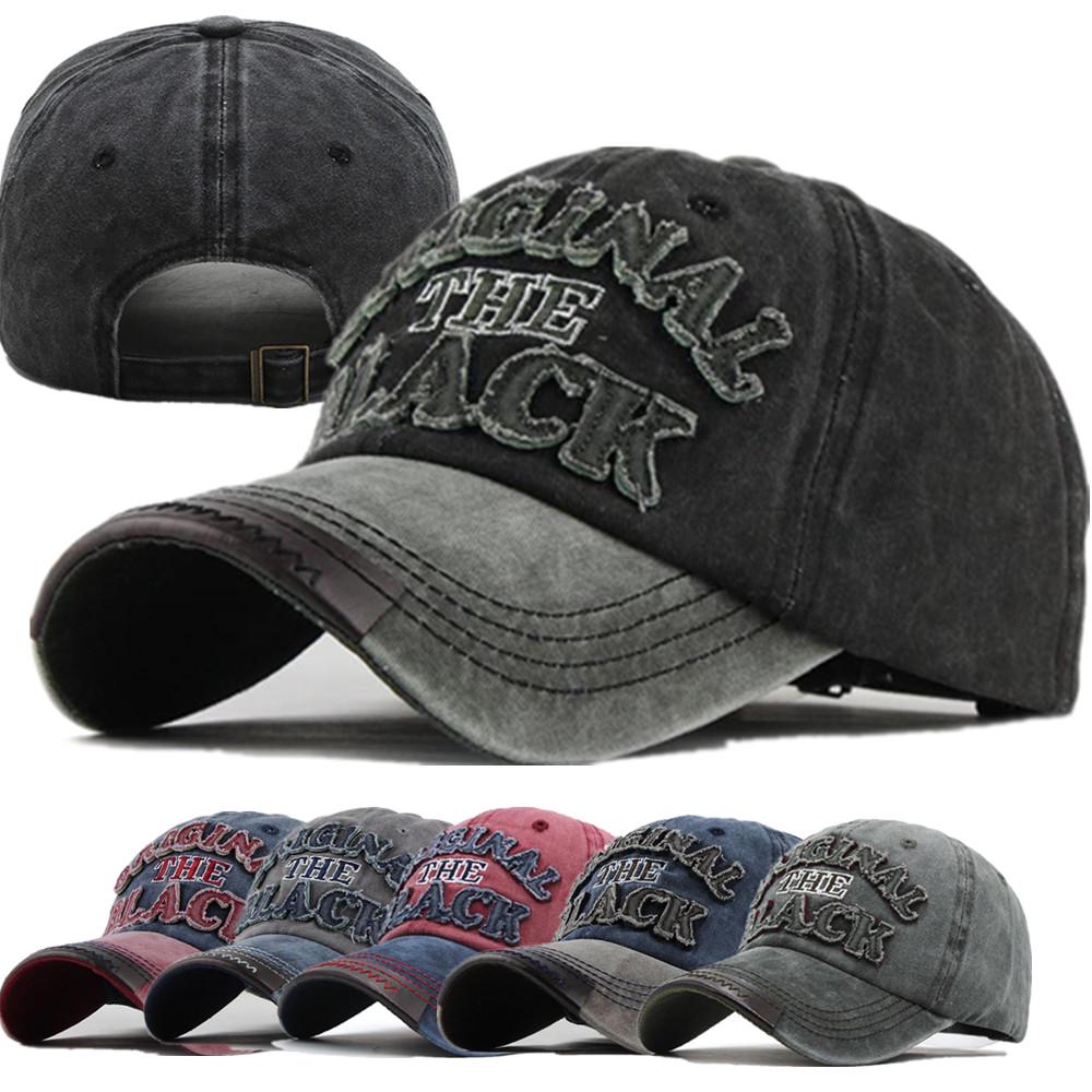 Горячая ретро вымытая хлопковая бейсболка Snapback Hat для мужчин женщин Повседневная 3D черная кепка с буквами 54cm-62cm синий/красный