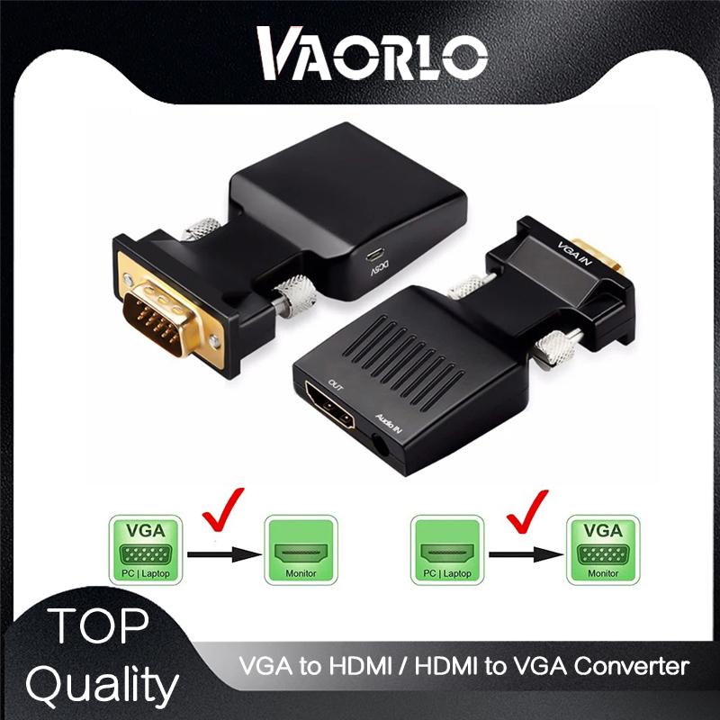 VAORLO VGA в HDMI и HDMI в VGA конвертер-адаптер для ПК в HDTV-совместимый проектор Видеоконвертер HDMI to VGA чёрный