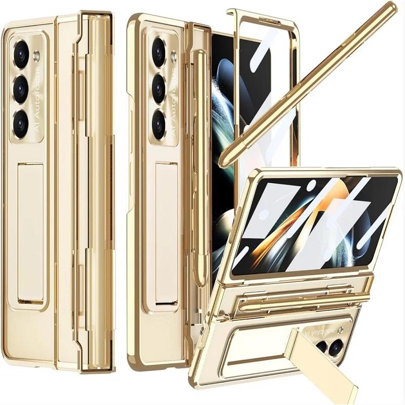   Joom Тонкий жесткий чехол для Samsung Galaxy Z Fold 6 5 4 3, защитная пленка на шарнире с подставкой, складной держатель для ручек Samsung Galaxy Z Fold 6 небесно-голубой
