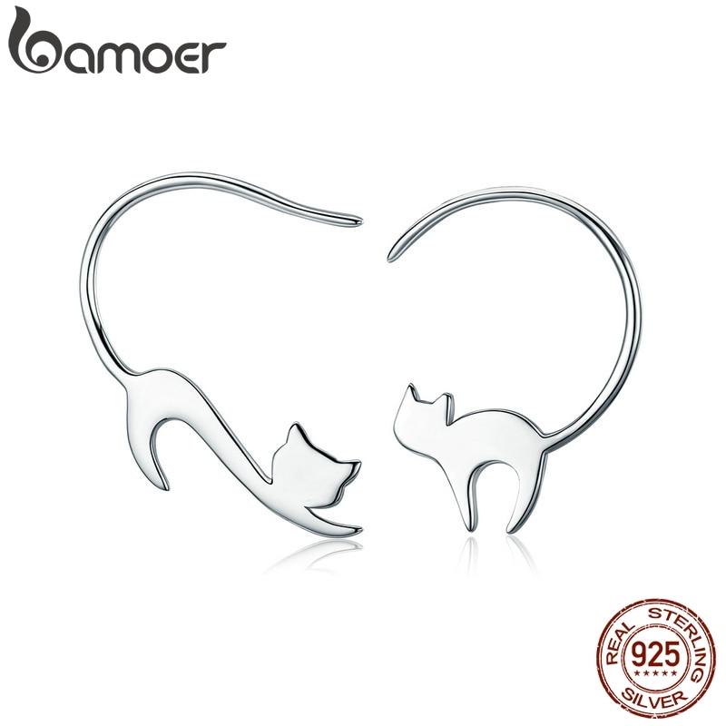 Серьги-капли BAMOER из стерлингового серебра 925 пробы с милым дремлющим котенком и животным SCE073