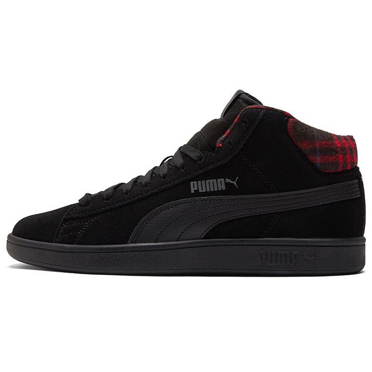 Puma Smash v2 Mid WTR Plaid - Кроссовки унисекс черные High-Risk-Red Castlerock 385174-01 36