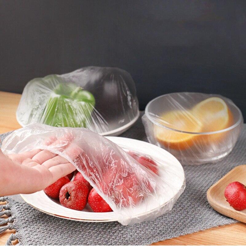 Крышки для посуды  Joom 100 шт. одноразовая крышка для пищевых продуктов, прозрачная пластиковая упаковка, эластичные крышки для пищевых продуктов, крышка для чаши для консервирования, пыленепроницаемые пакеты для морозильной камеры 100pcs