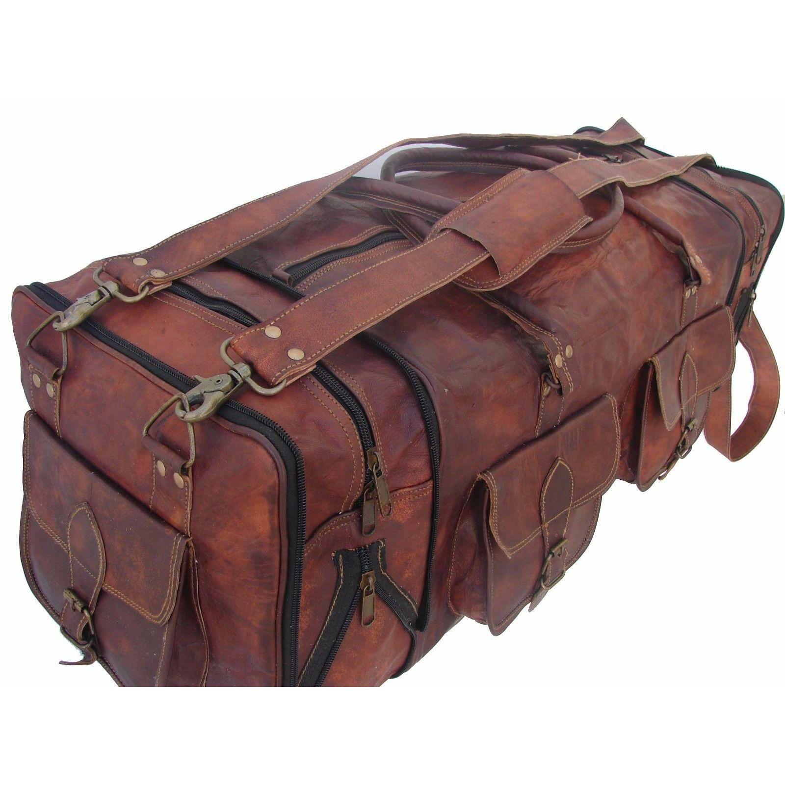 Кожаная дорожная сумка Duffel Weekender Большая дорожная сумка для спортзала Ночная ручная кладь 30 X 11 X 10 коричневый